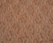 CORDED LACE FABRIC WITH GLITTER - CINNAMON