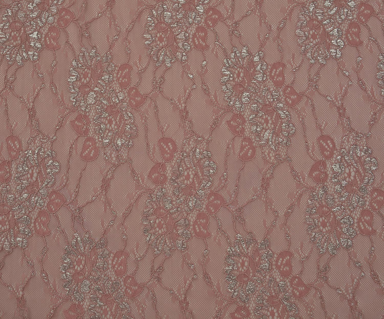 Glitter Corded Lace Fabric - Dried Rose