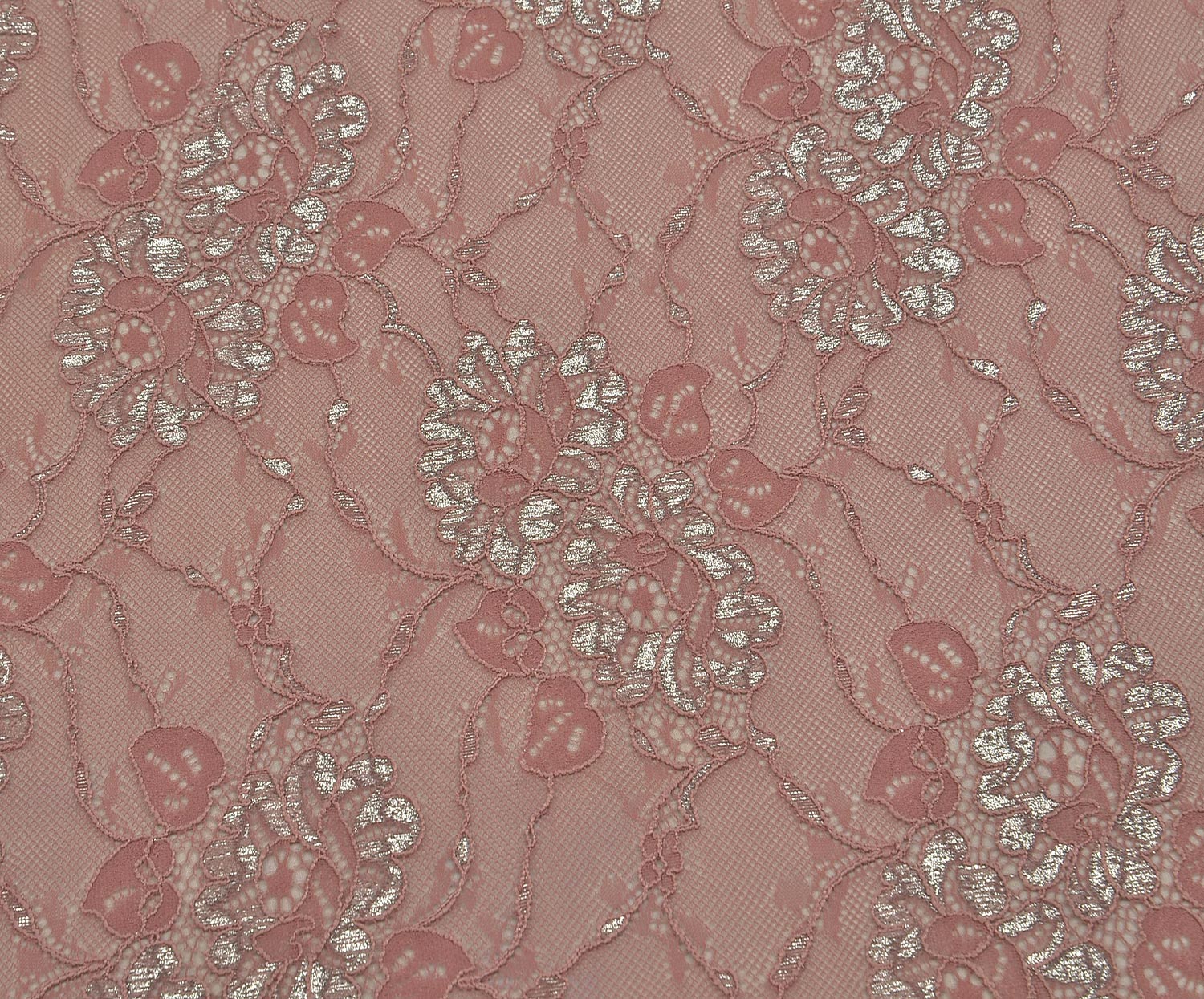 Glitter Corded Lace Fabric - Dried Rose