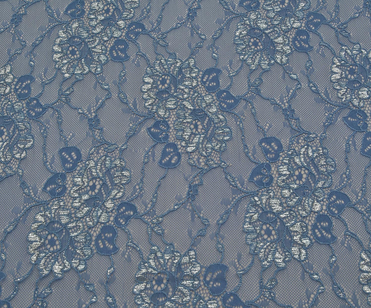 SHIMMERING CORDED LACE FABRIC - LIGHT NAVY