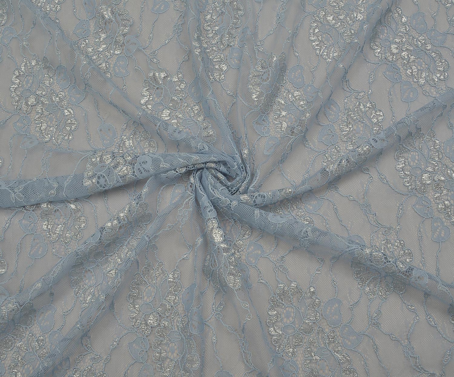 GLITTER CORDED LACE FABRIC - BABY BLUE