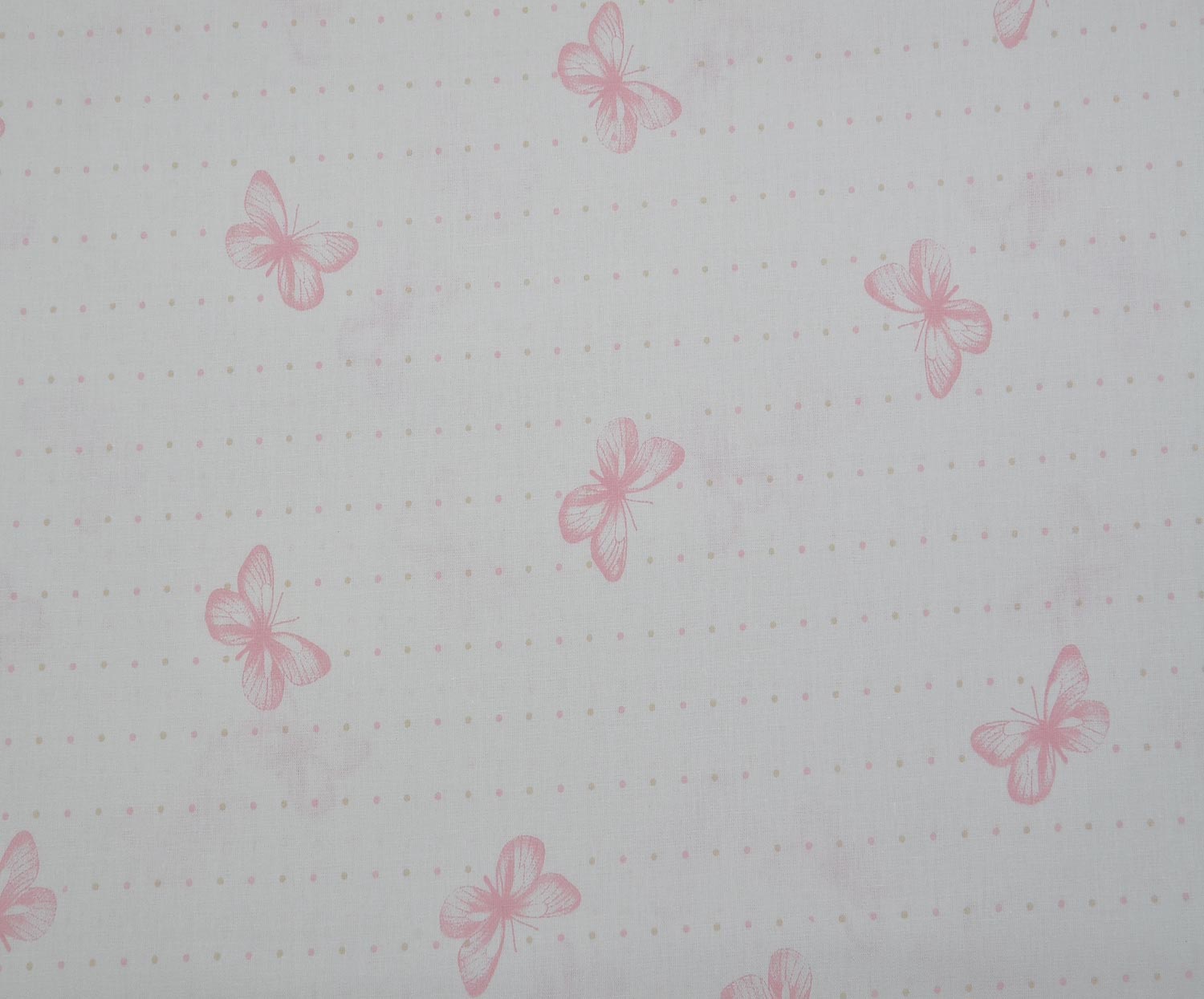 KELEBEK DESENLİ PUANTİYELİ POPLİN KUMAŞ - PEMBE