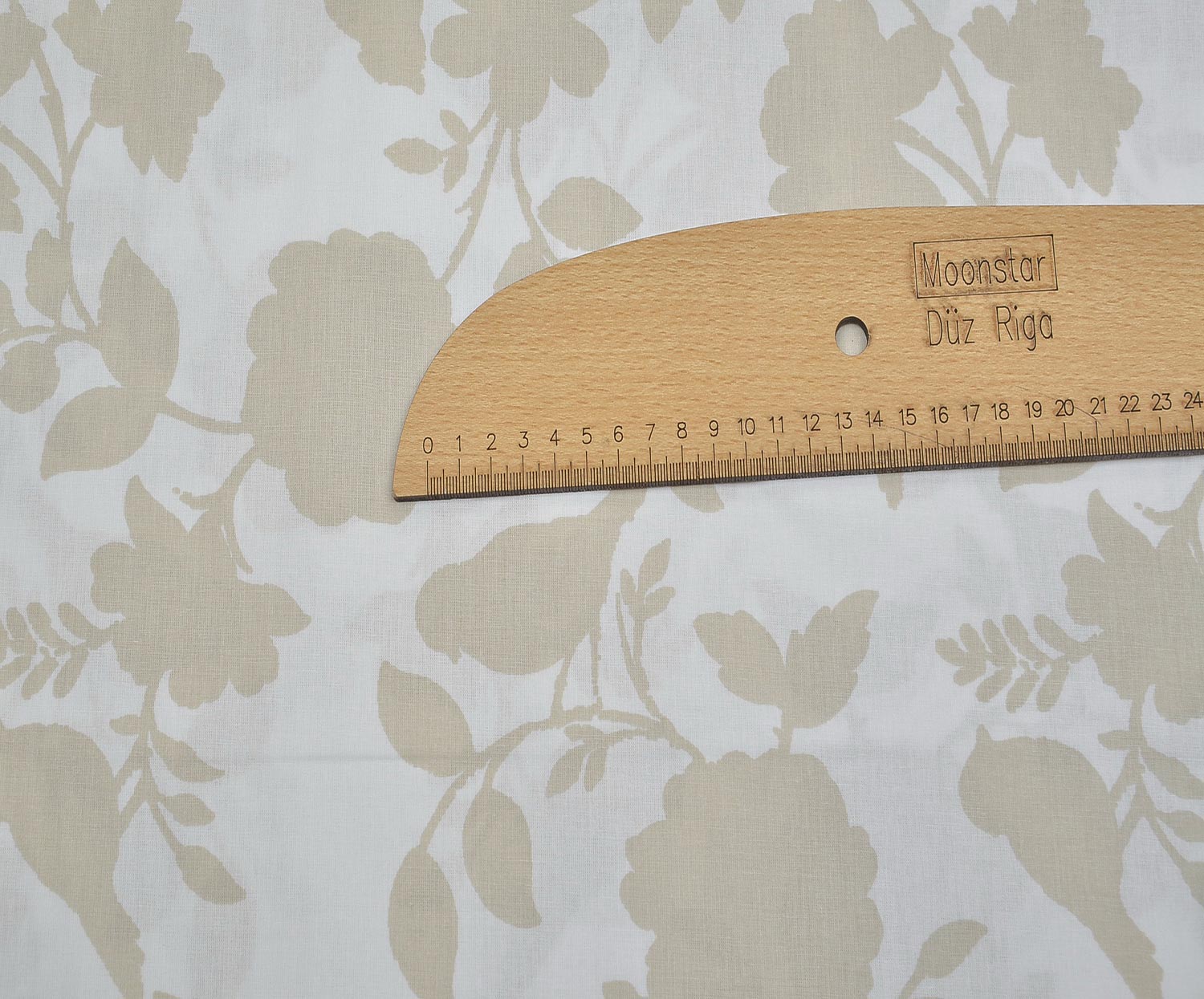 SOFT FLORAL DESENLİ POPLİN KUMAŞ - AÇIK BEJ