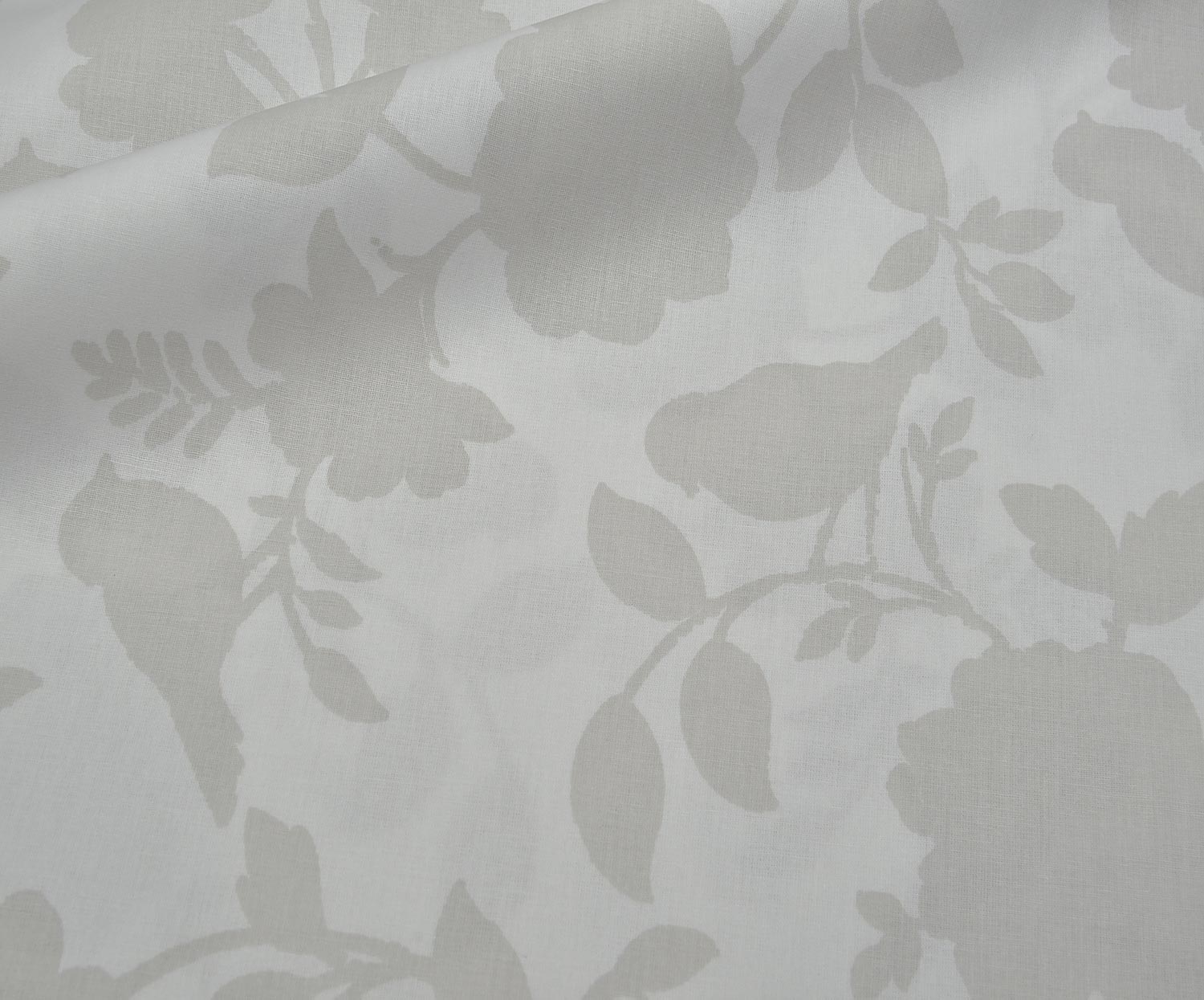 SOFT FLORAL DESENLİ POPLİN KUMAŞ - GRİ