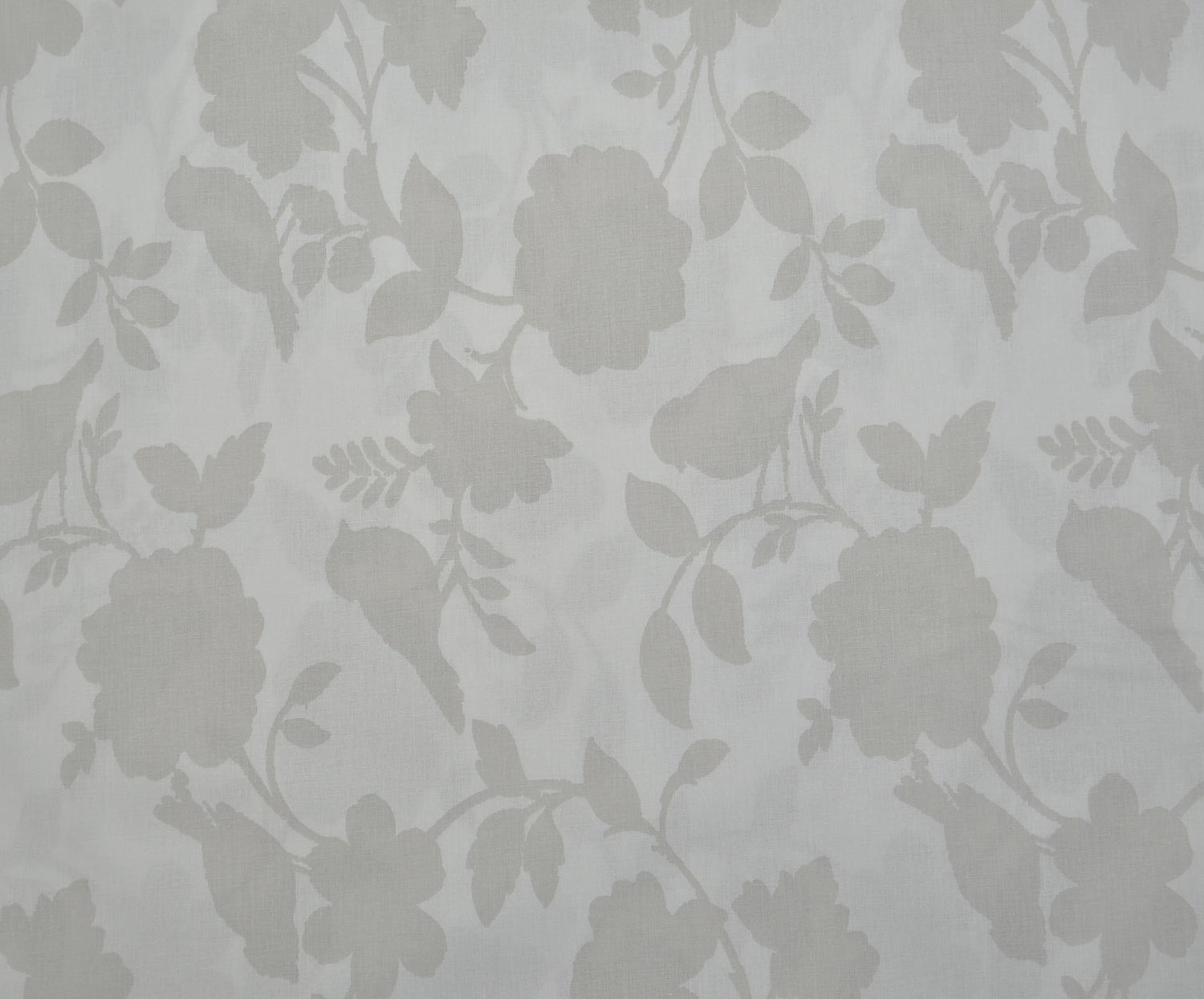 SOFT FLORAL DESENLİ POPLİN KUMAŞ - GRİ