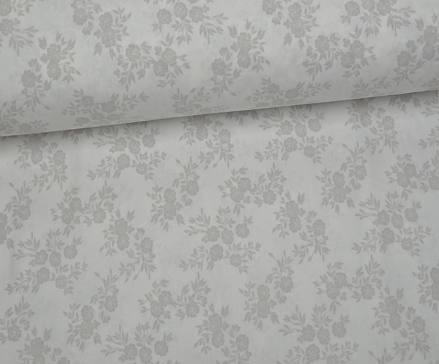 BOUQUET FLORAL PATTERN POPLIN FABRIC - GREY