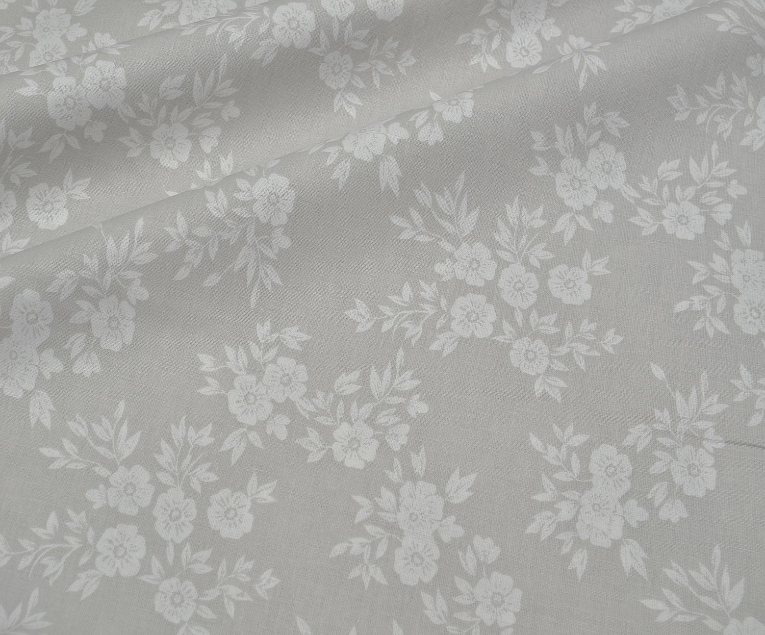 BOUQUET FLORAL PATTERN POPLIN FABRIC - GREY