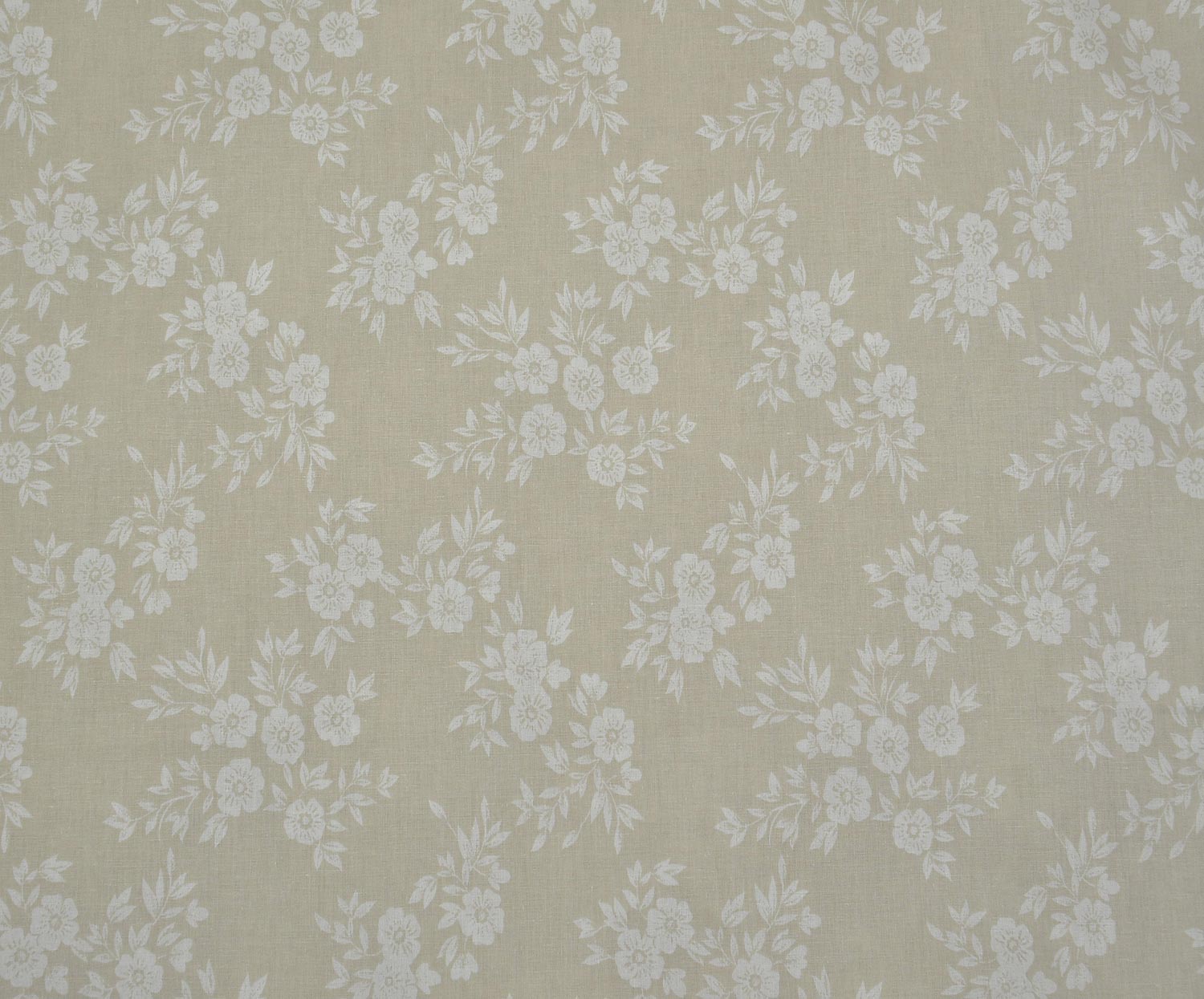BOUQUET FLORAL PRINT POPLIN FABRIC - BEIGE