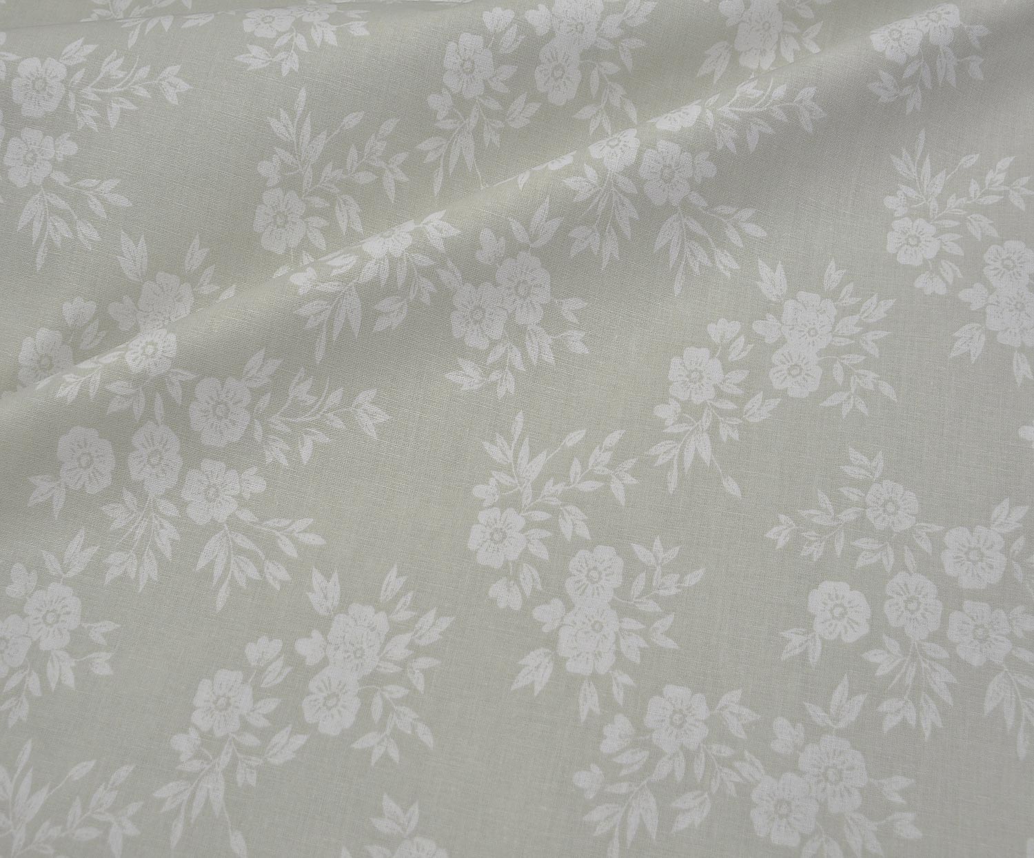 BOUQUET FLORAL PRINT POPLIN FABRIC - STONE