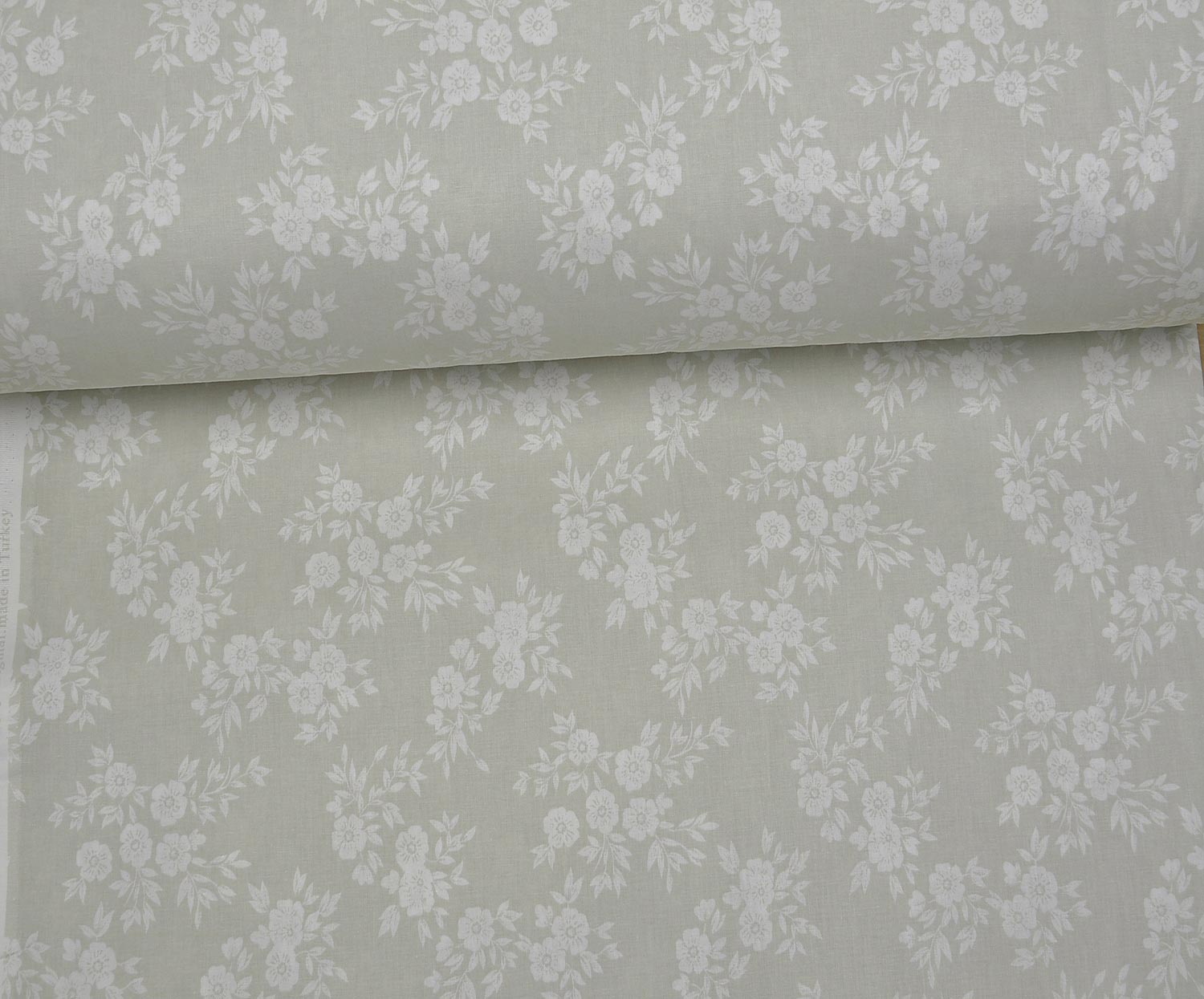 BOUQUET FLORAL PRINT POPLIN FABRIC - STONE