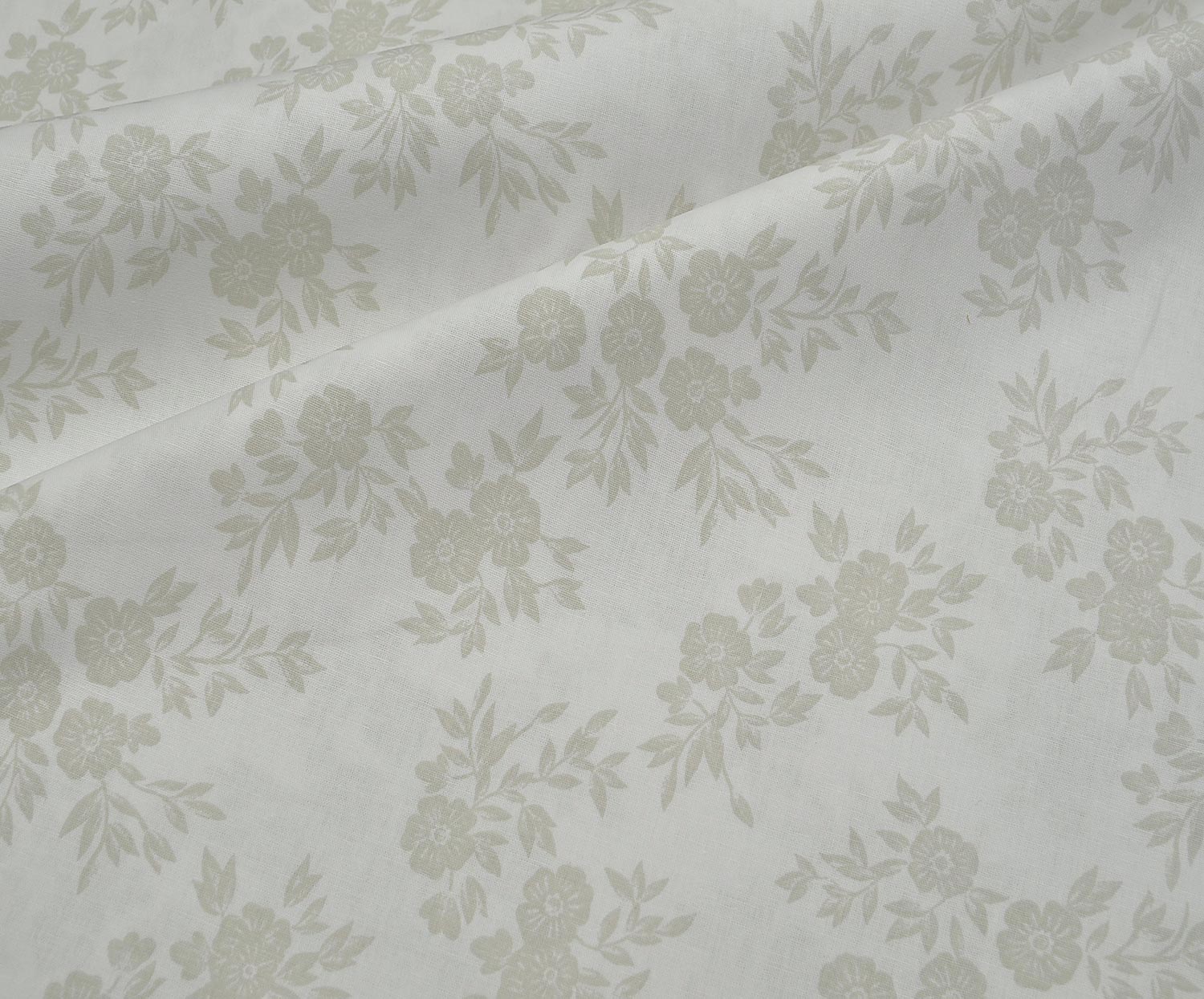 POPLIN FABRIC WITH BOUQUET FLOWER PATTERN - LIGHT BEIGE