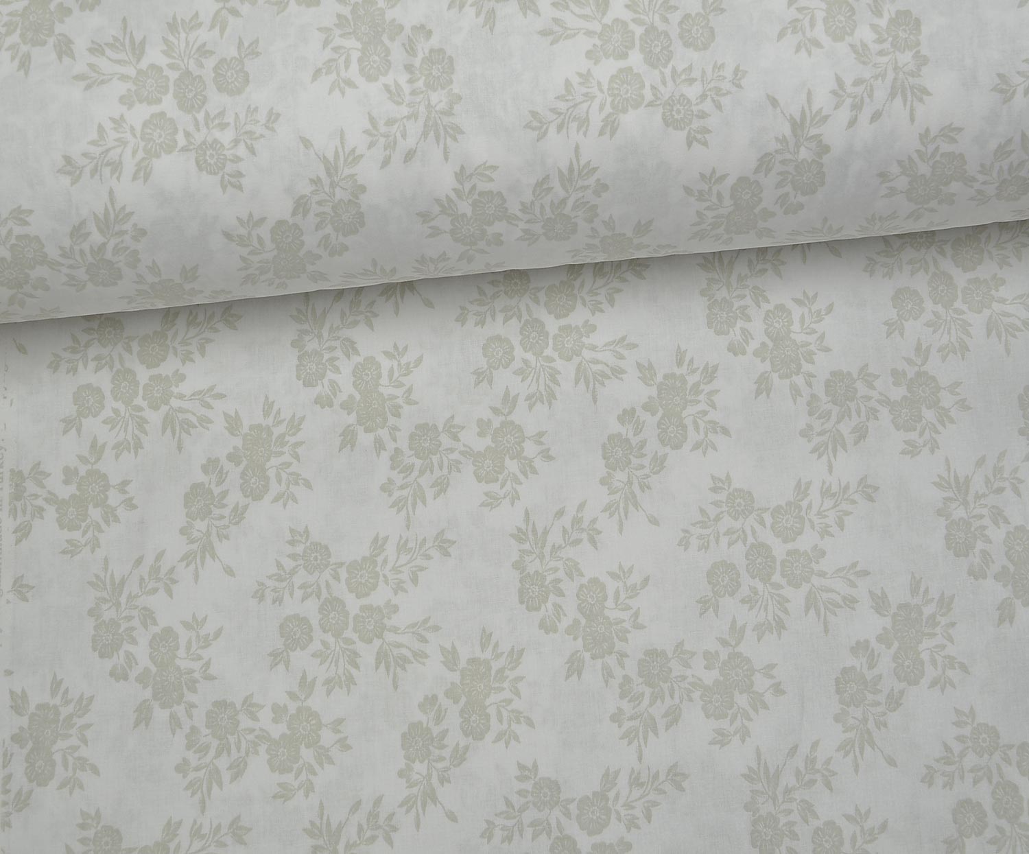 POPLIN FABRIC WITH BOUQUET FLOWER PATTERN - LIGHT BEIGE