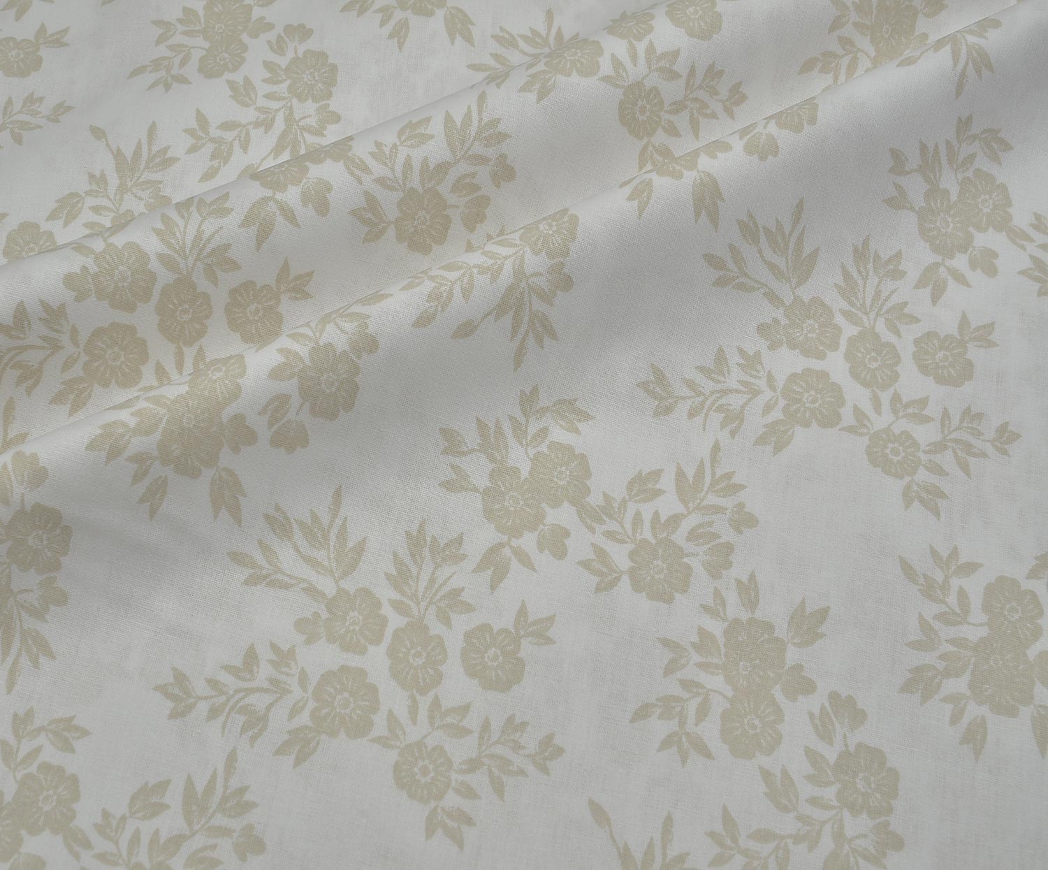 BOUQUET FLORAL POPLIN FABRIC - BEIGE