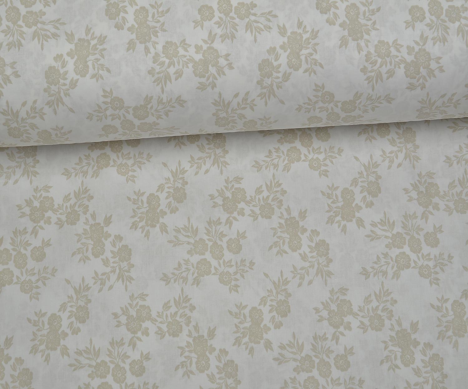 BOUQUET FLORAL POPLIN FABRIC - BEIGE