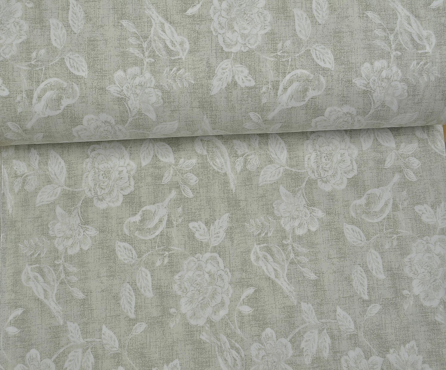 VINTAGE FLORAL POPLIN FABRIC - STONE