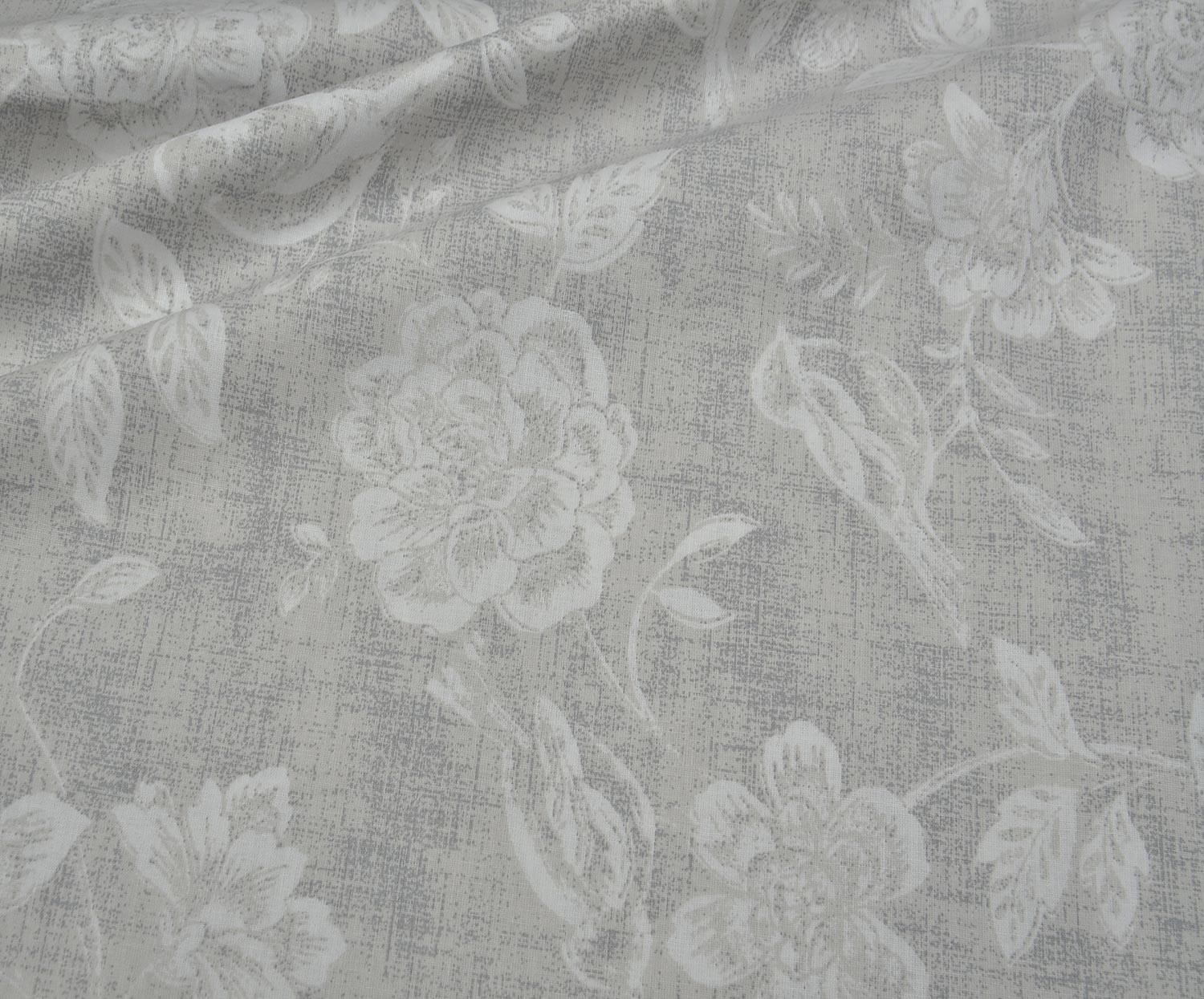 VINTAGE FLORAL POPLIN FABRIC - GREY