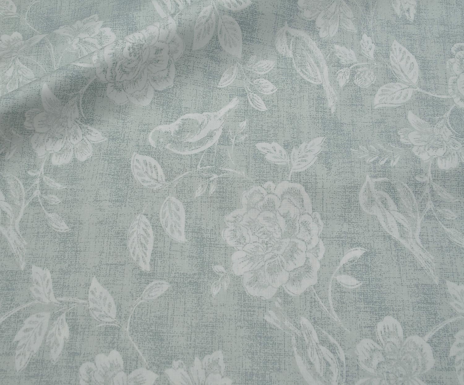 VINTAGE FLORAL POPLIN FABRIC - MINT