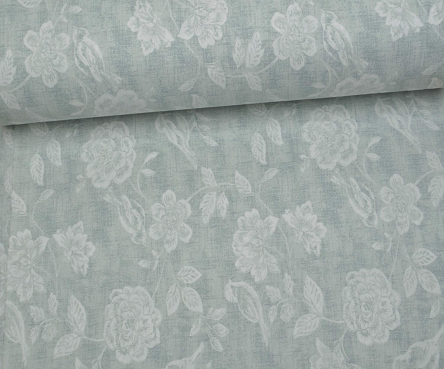 VINTAGE FLORAL POPLIN FABRIC - MINT