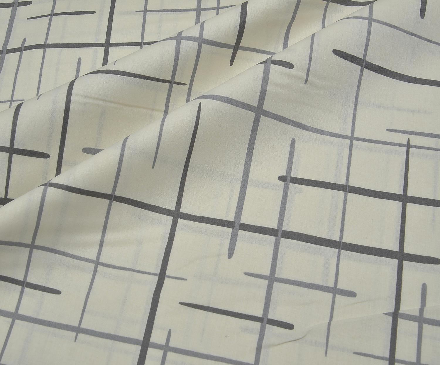 ABSTRACT LINE PATTERN POPLIN FABRIC - GREY