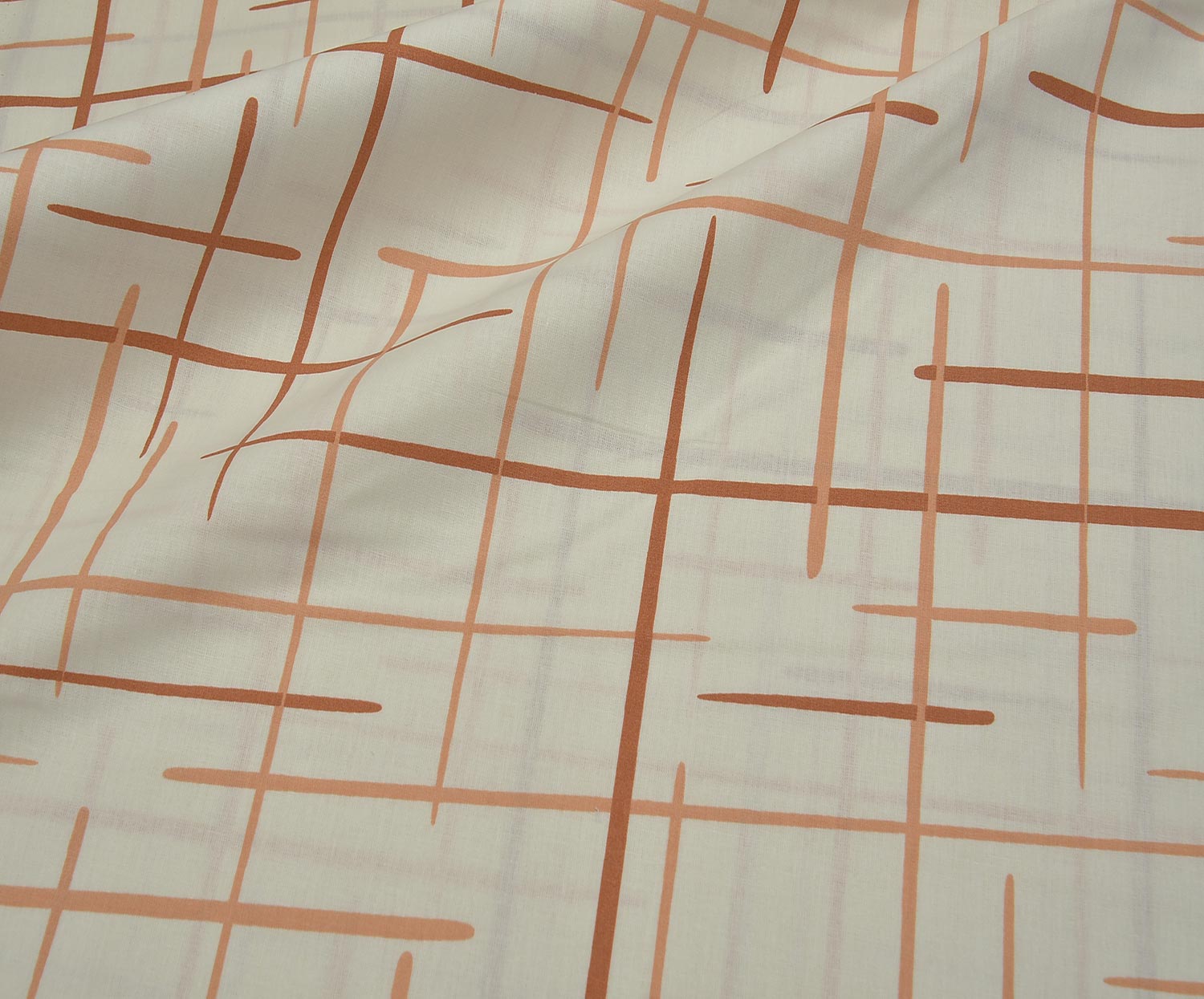 ABSTRACT LINE PATTERN POPLIN FABRIC - CINNAMON