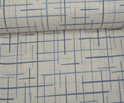 ABSTRACT LINE PATTERN POPLIN FABRIC - INDIGO