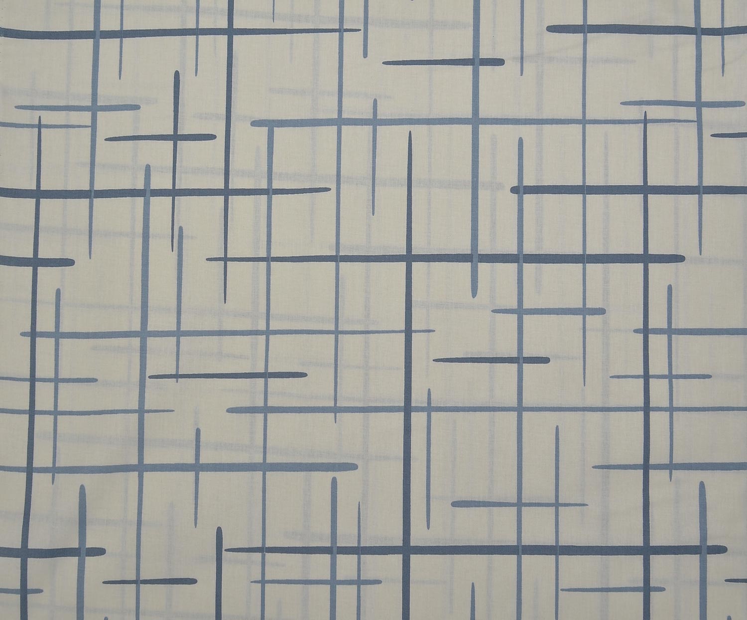 ABSTRACT LINE PATTERN POPLIN FABRIC - INDIGO