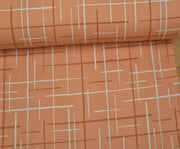 ABSTRACT LINE PATTERN POPLIN FABRIC - ORANGE
