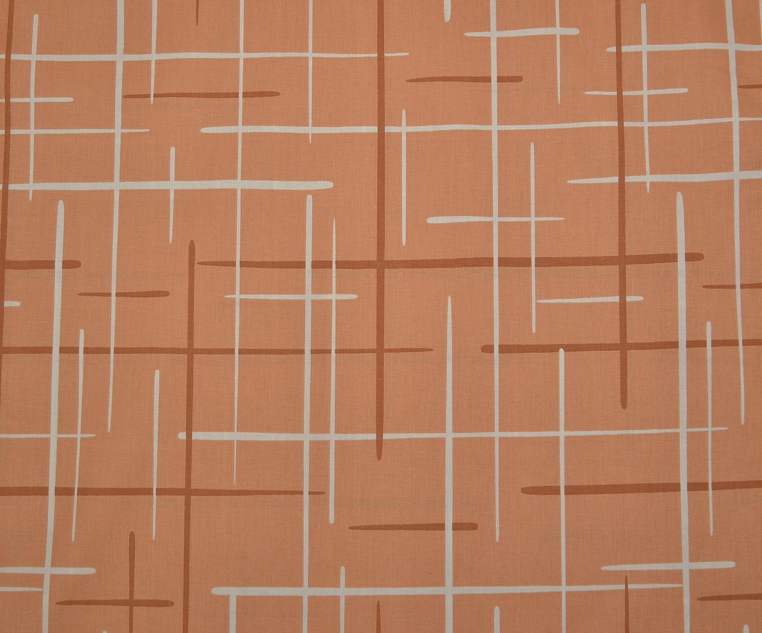 ABSTRACT LINE PATTERN POPLIN FABRIC - ORANGE