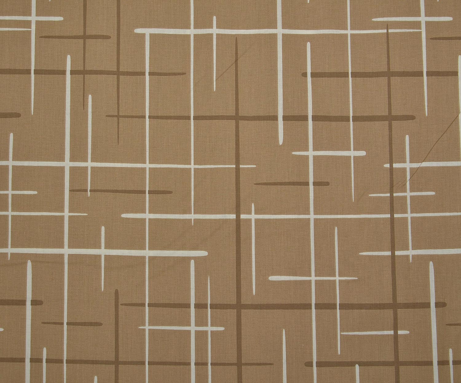 ABSTRACT LINE PATTERN POPLIN FABRIC - LIGHT BROWN