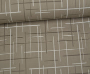 ABSTRACT LINE PATTERN POPLIN FABRIC - GREY