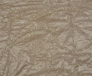 NET FABRIC WITH VERTICAL GLITTER EMBROIDERY - BEIGE