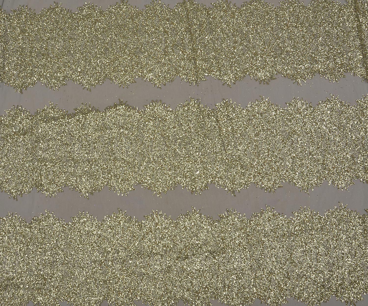 SEQUINED AND EMBROIDERED PATTERNED TULLE FABRIC - GOLD