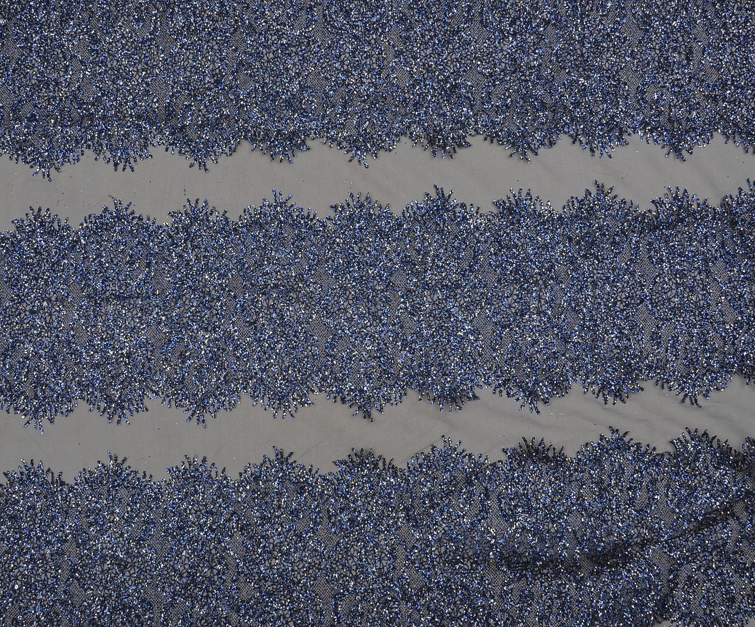 SEQUINED EMBROIDERED PATTERNED TULLE FABRIC - NAVY
