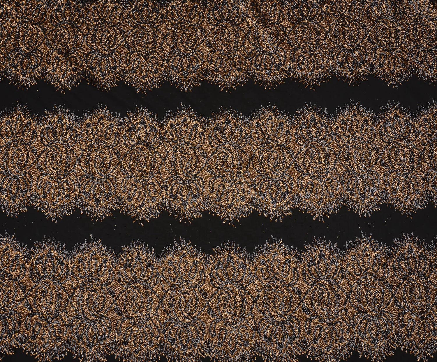 FABRIC WITH DENSE GLITTER PATTERN ON TULLE - BLACK