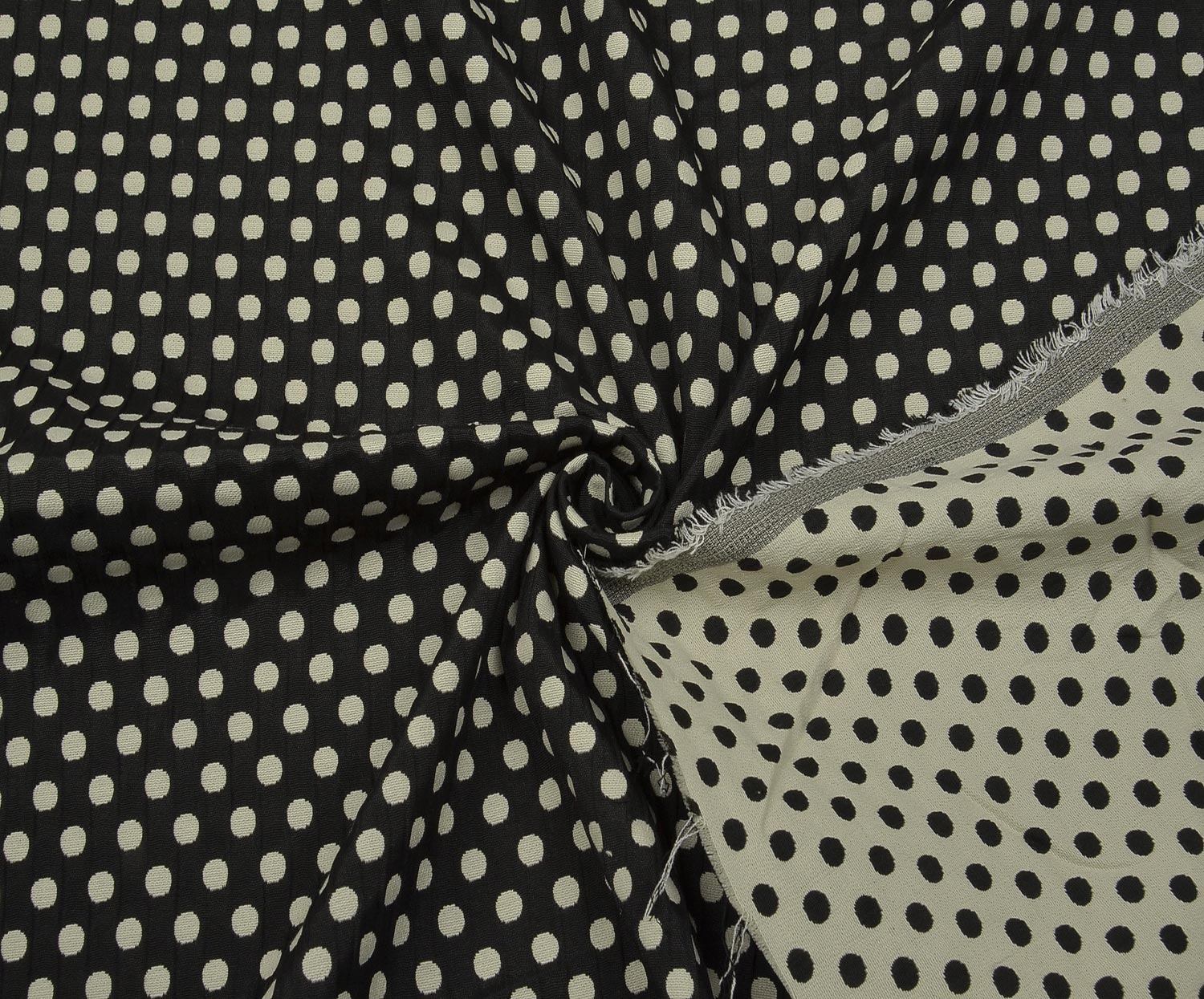 POLKA DOT SKIRT TROUSER FABRIC - BLACK