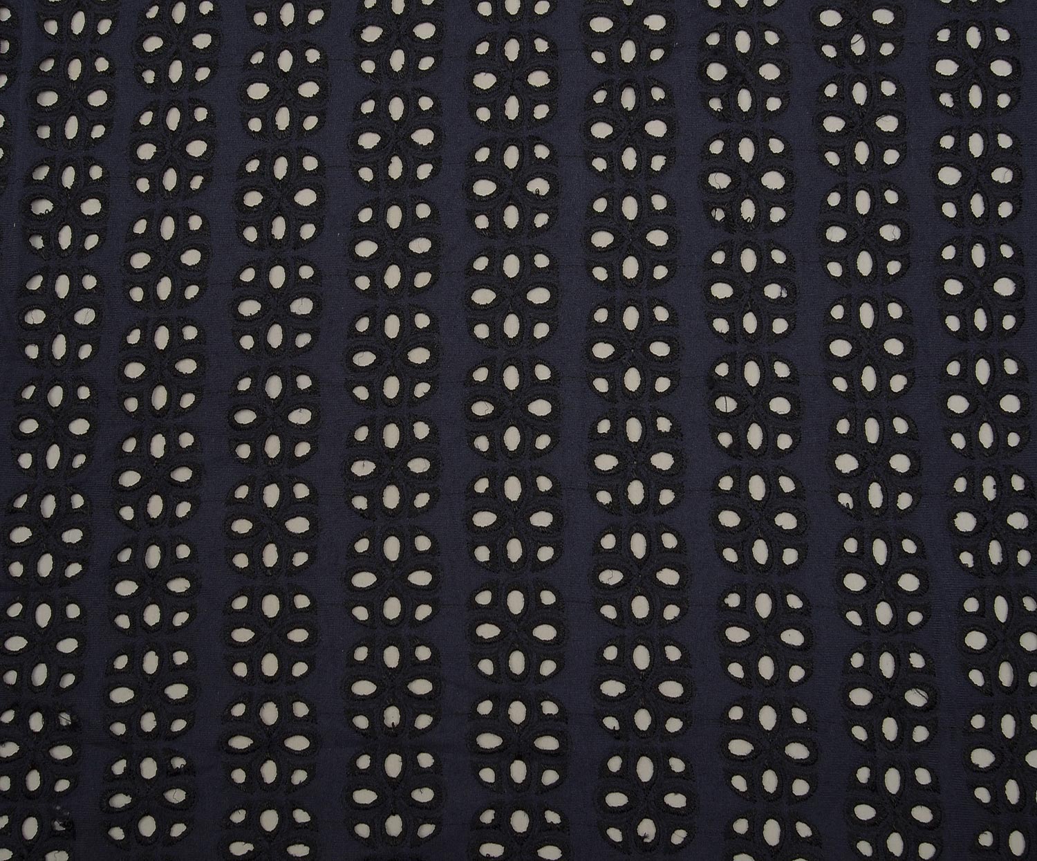 SUEDE-TEXTURED BRODERIE ANGLAISE FABRIC - NAVY BLUE