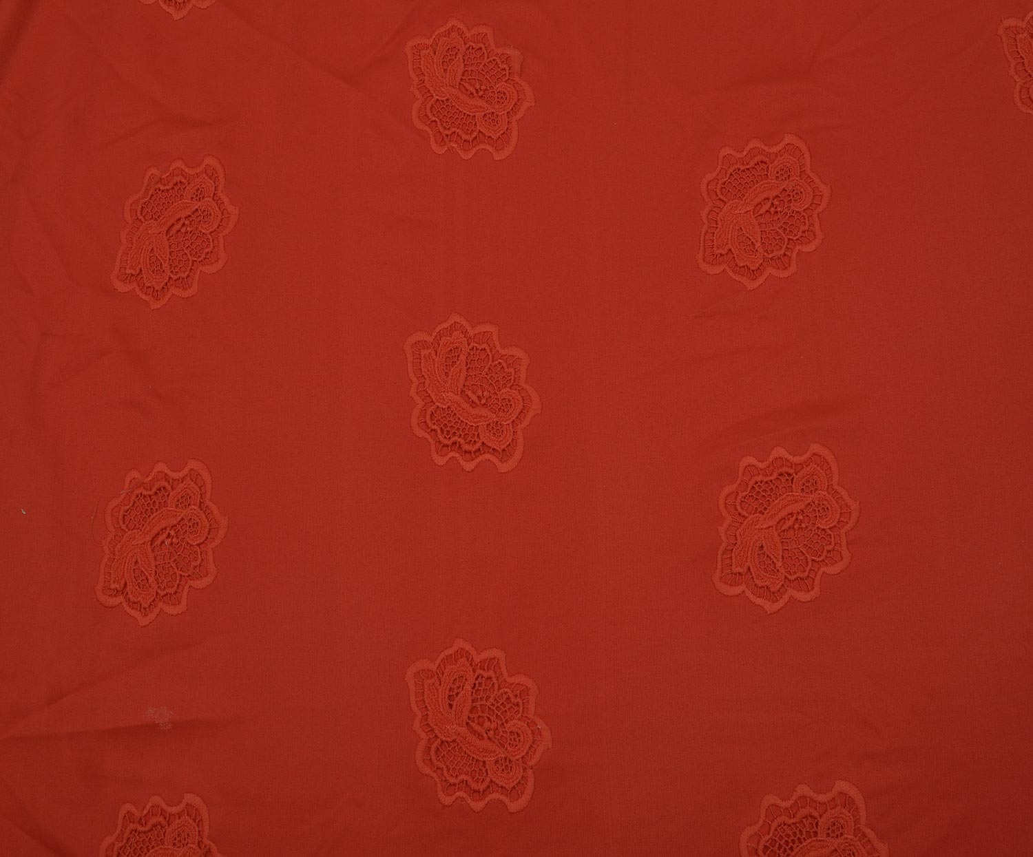 EMBROIDERED SCUBA FABRIC - RED