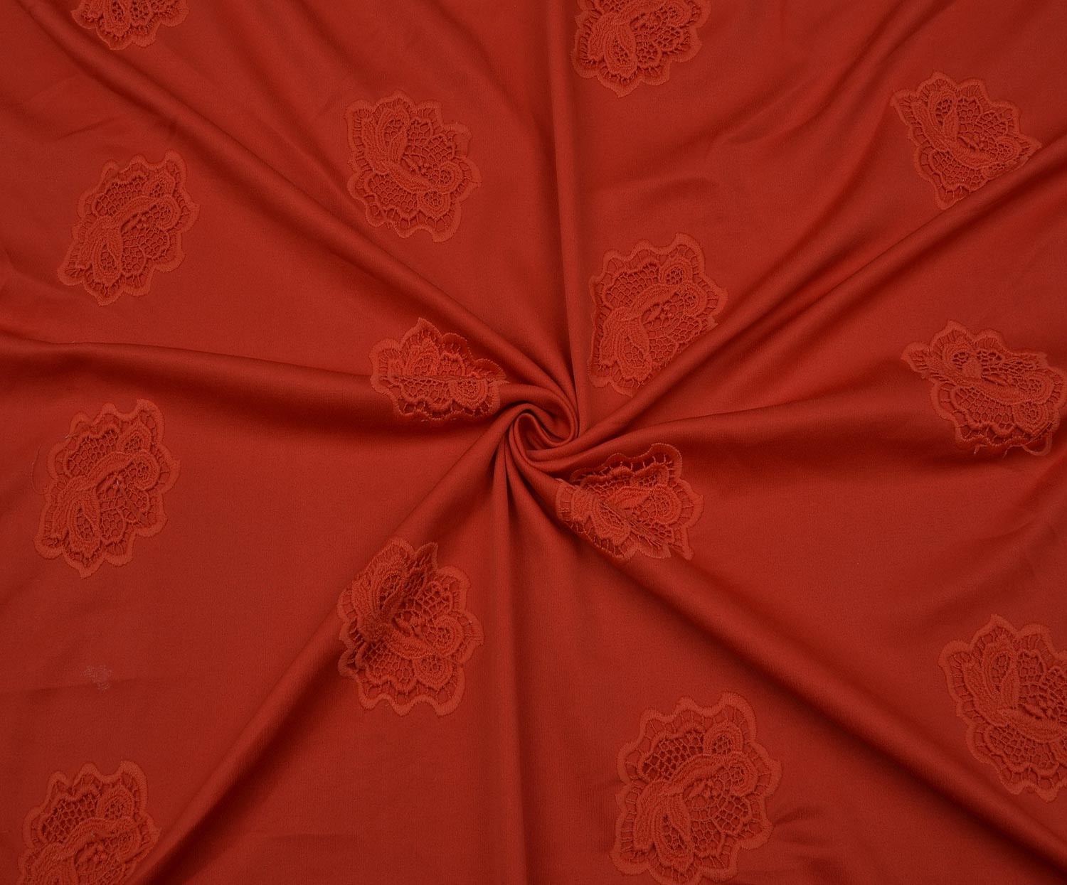 EMBROIDERED SCUBA FABRIC - RED