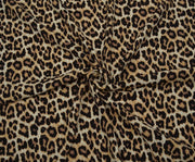 LEOPAR DESENLİ KREP VİSKON KUMAŞ - KAHVE