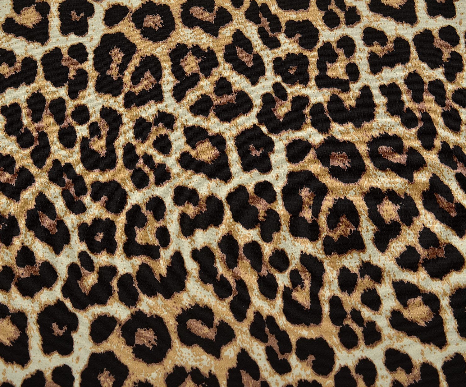 LEOPAR DESENLİ KREP VİSKON KUMAŞ - KAHVE