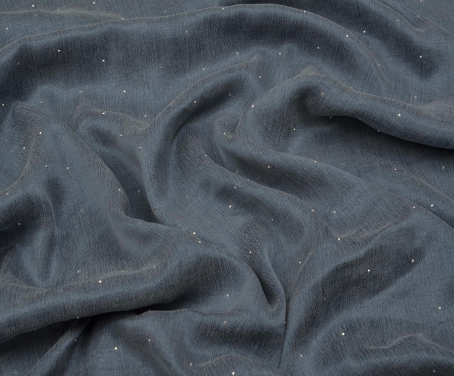 STONED SILK KUPRA FABRIC - INDIGO