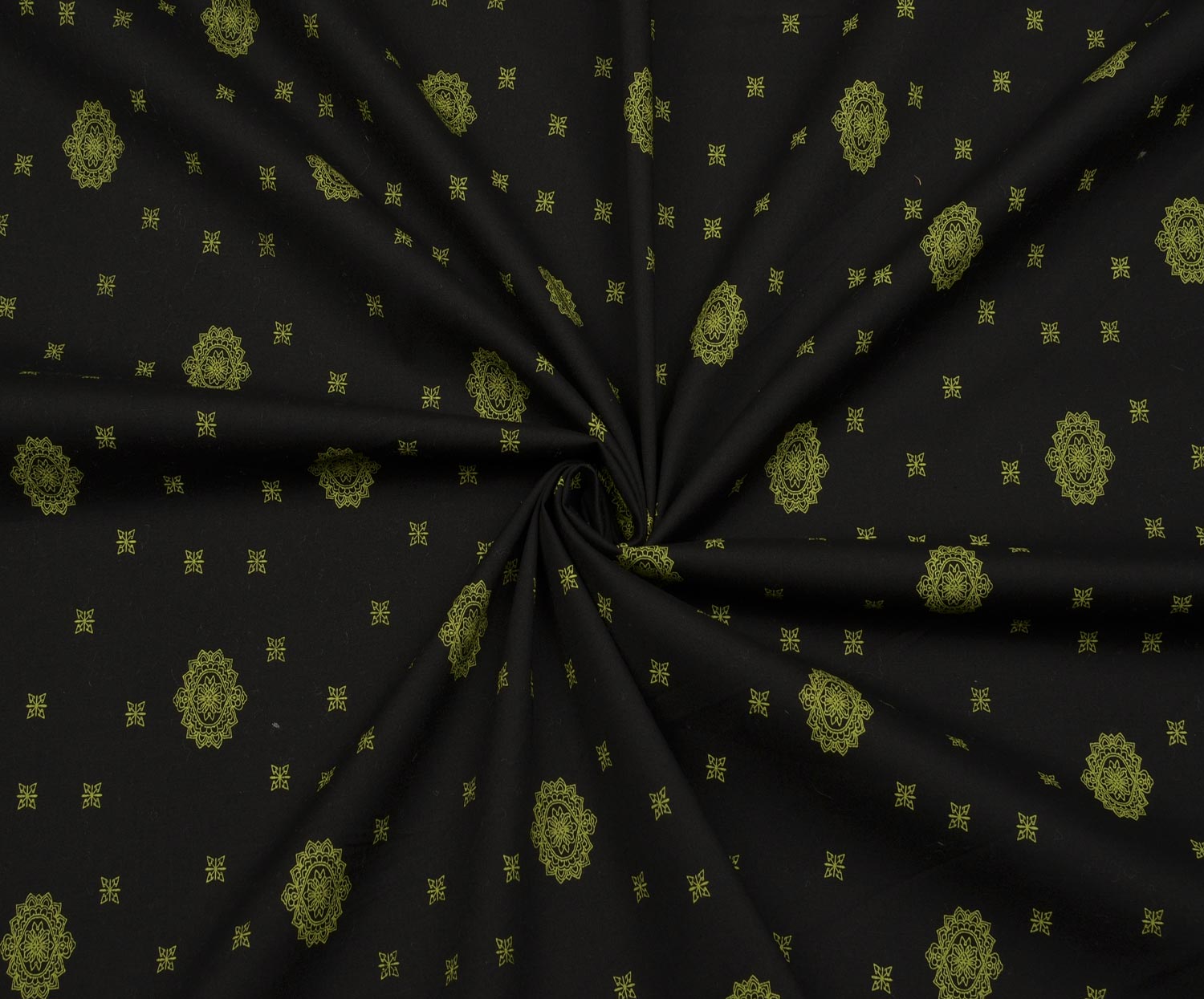 OTTOMAN PATTERN POPLIN FABRIC - BLACK