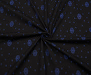 OTTOMAN MOTIF POPLIN FABRIC - INDIGO