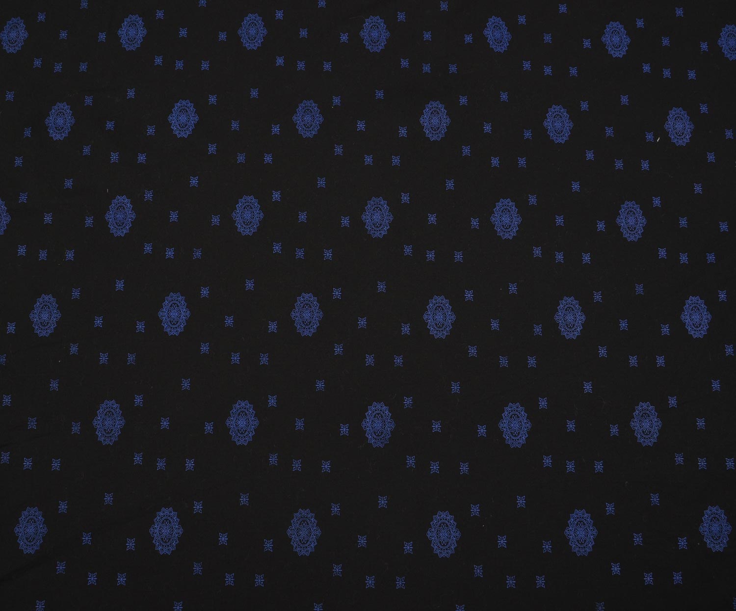 OTTOMAN MOTIF POPLIN FABRIC - INDIGO