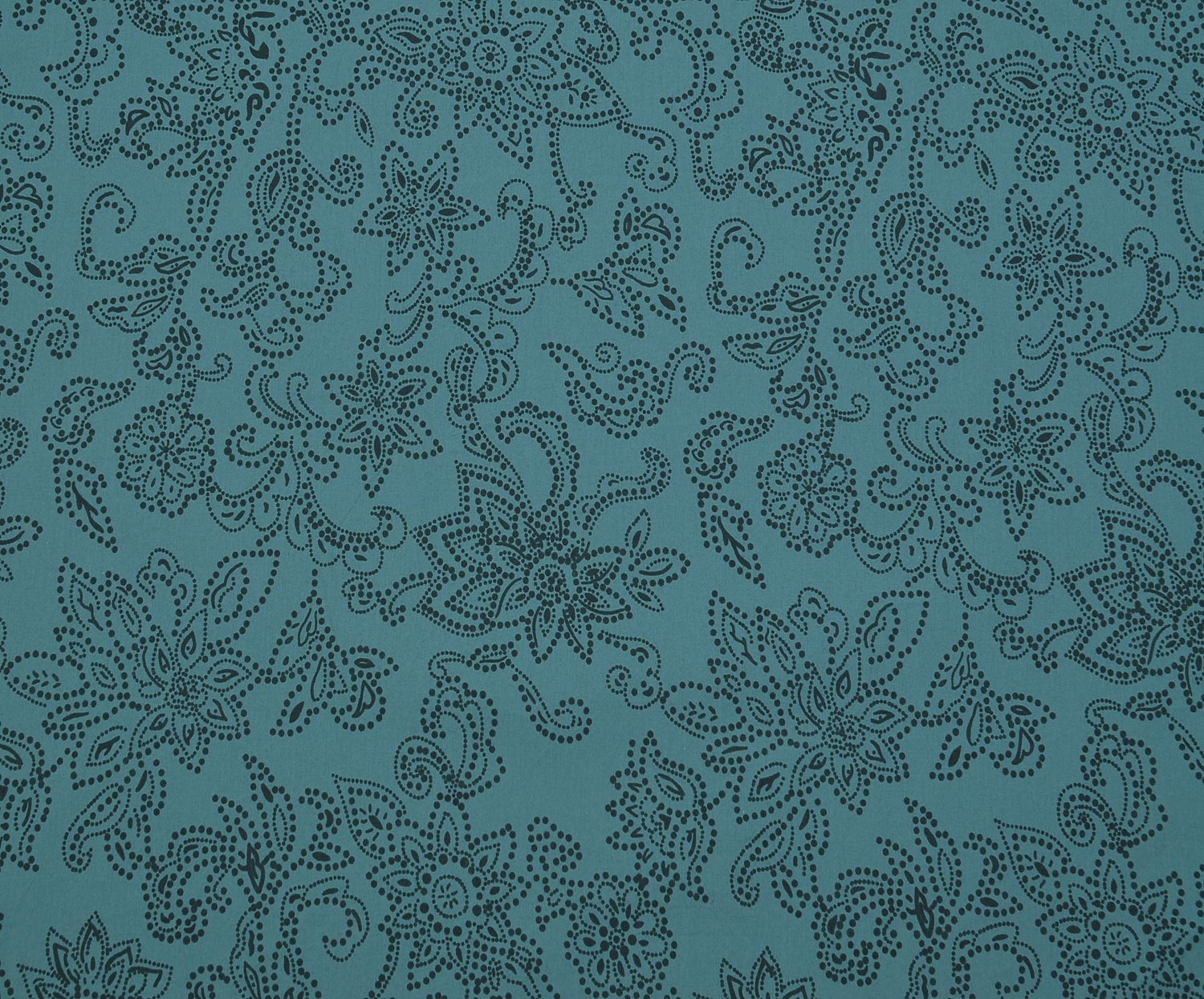 ETHNIC PATTERNED POPLIN FABRIC - PETROLEUM