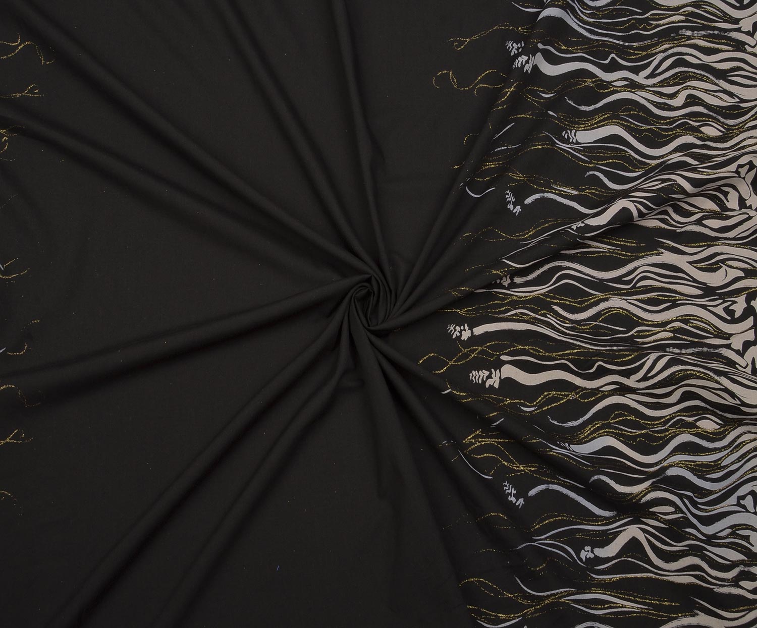 PATTERNED COTTON FABRIC - BLACK