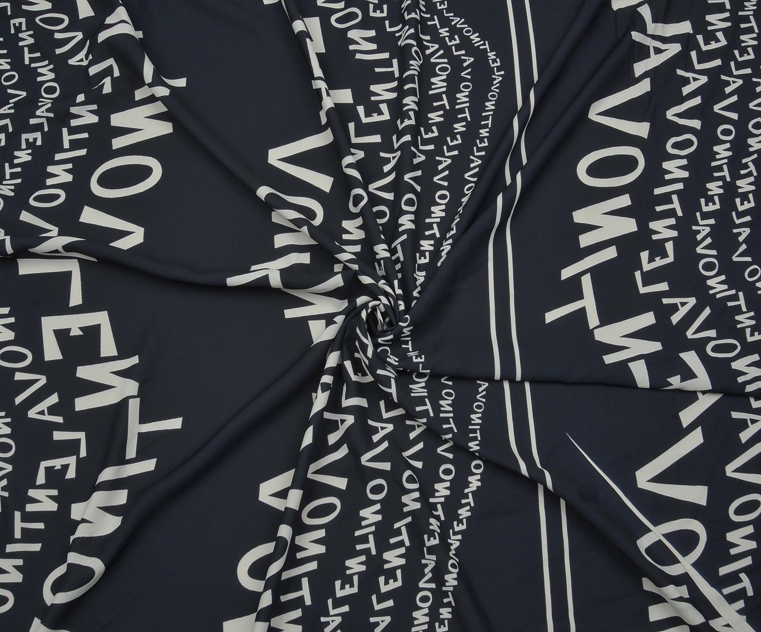 TEXT PATTERN CHIFFON FABRIC - NAVY