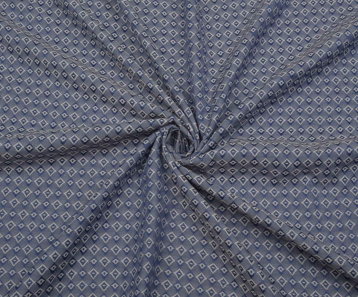 COTTON FABRIC WITH BAKLAVA PATTERN - NAVY BLUE