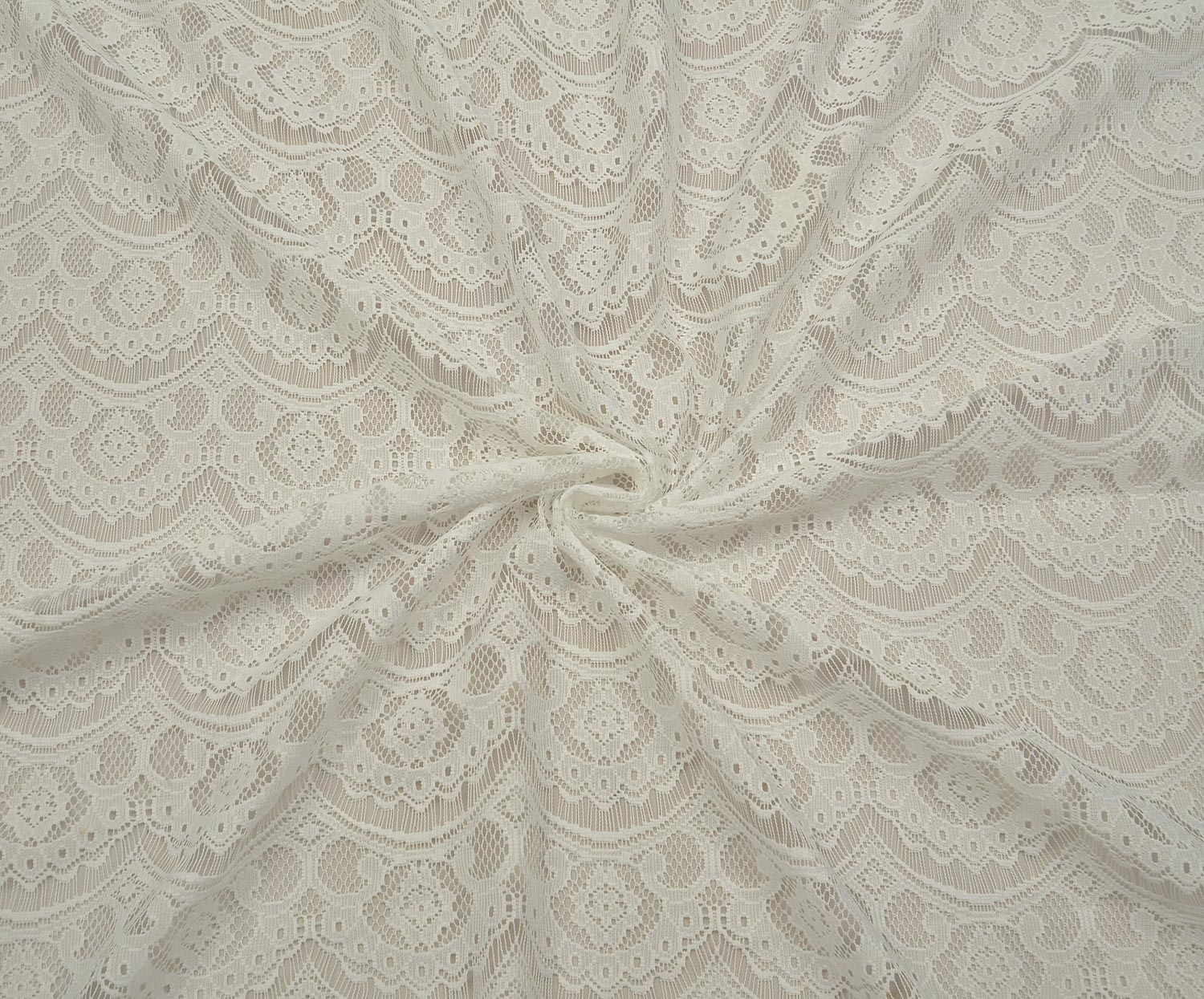 Lycra Lace Fabric - Ecru