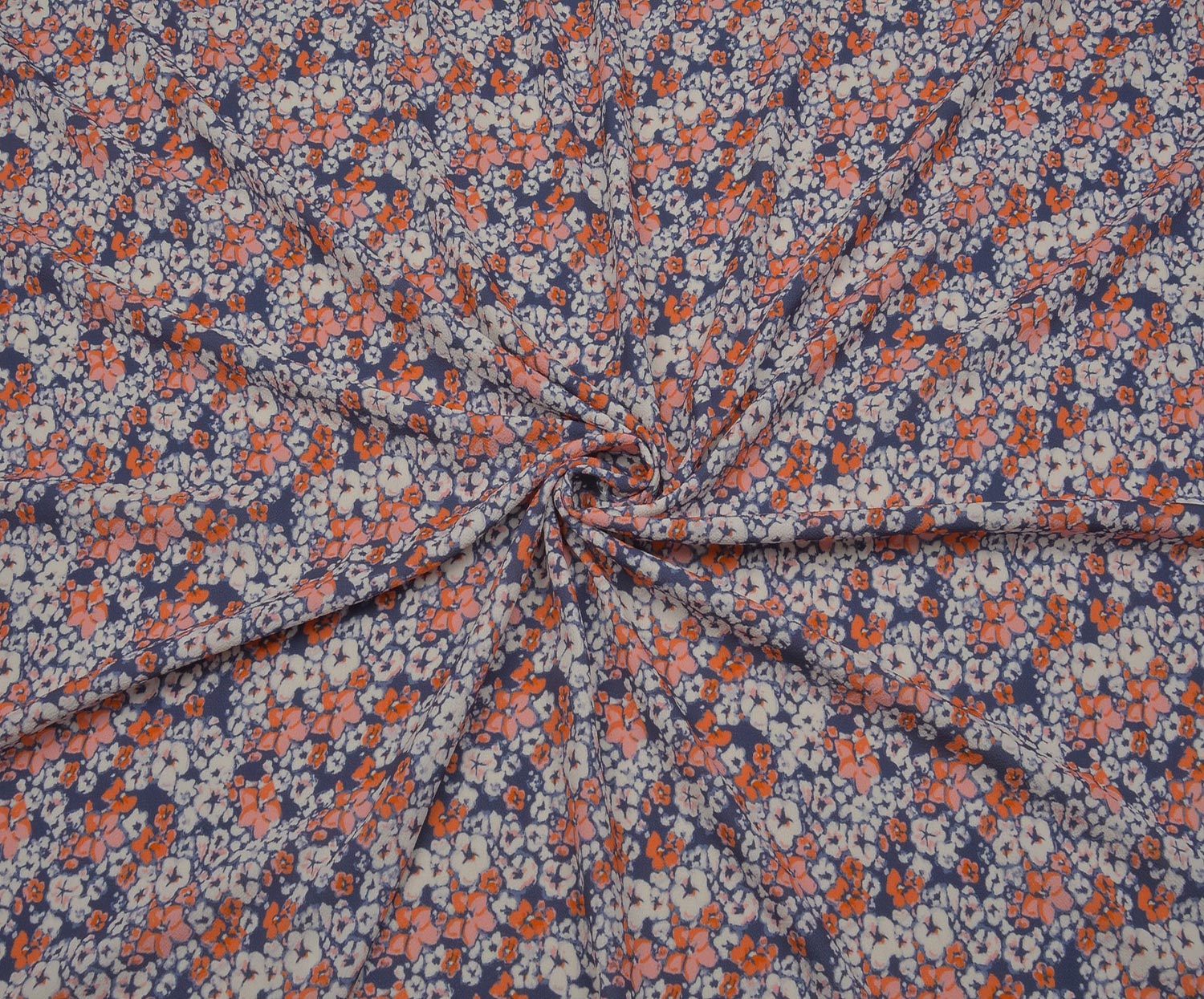 FLORAL PRINT CREPE FABRIC - NAVY BLUE